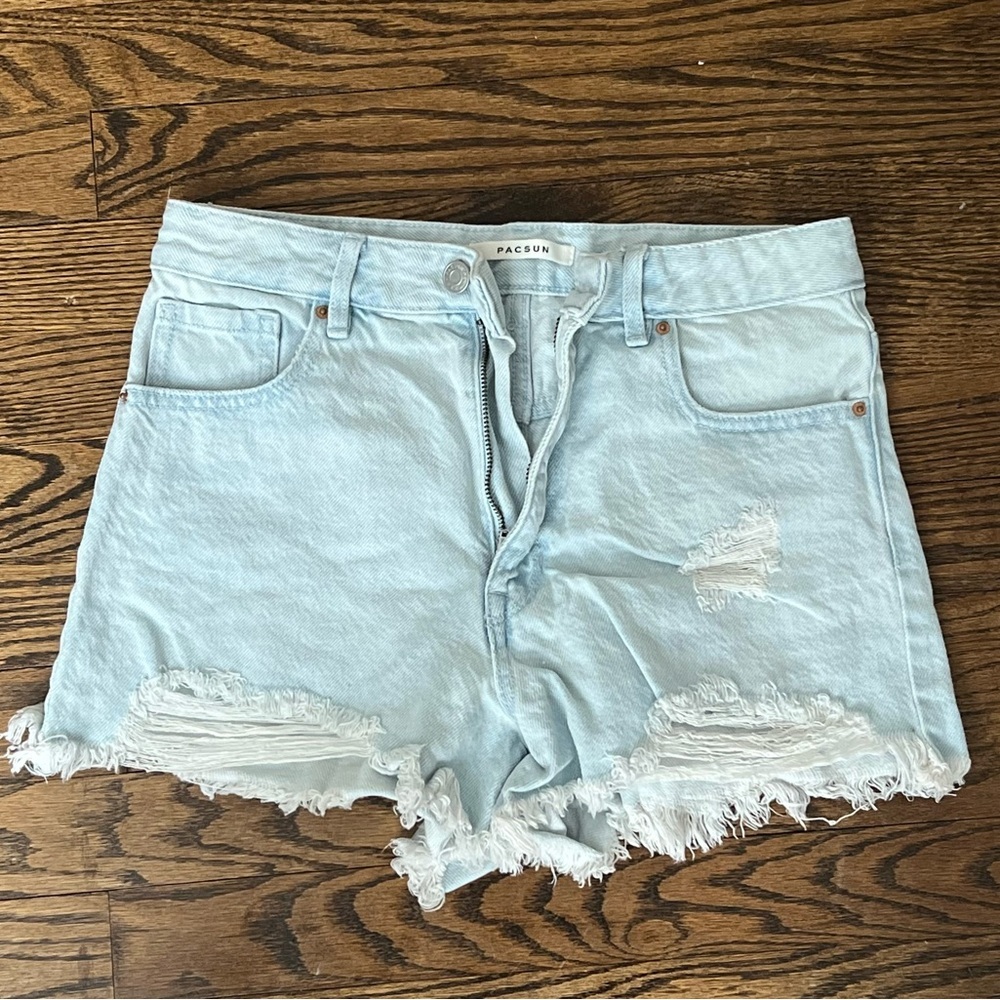 PacSun Sky Blue Ripped Jean Shorts